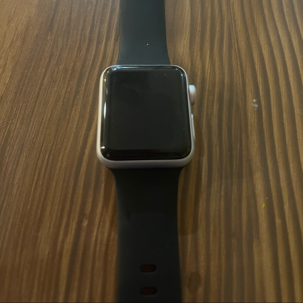 Series 3 Apple Watch 38mm aluminum silver face with black band